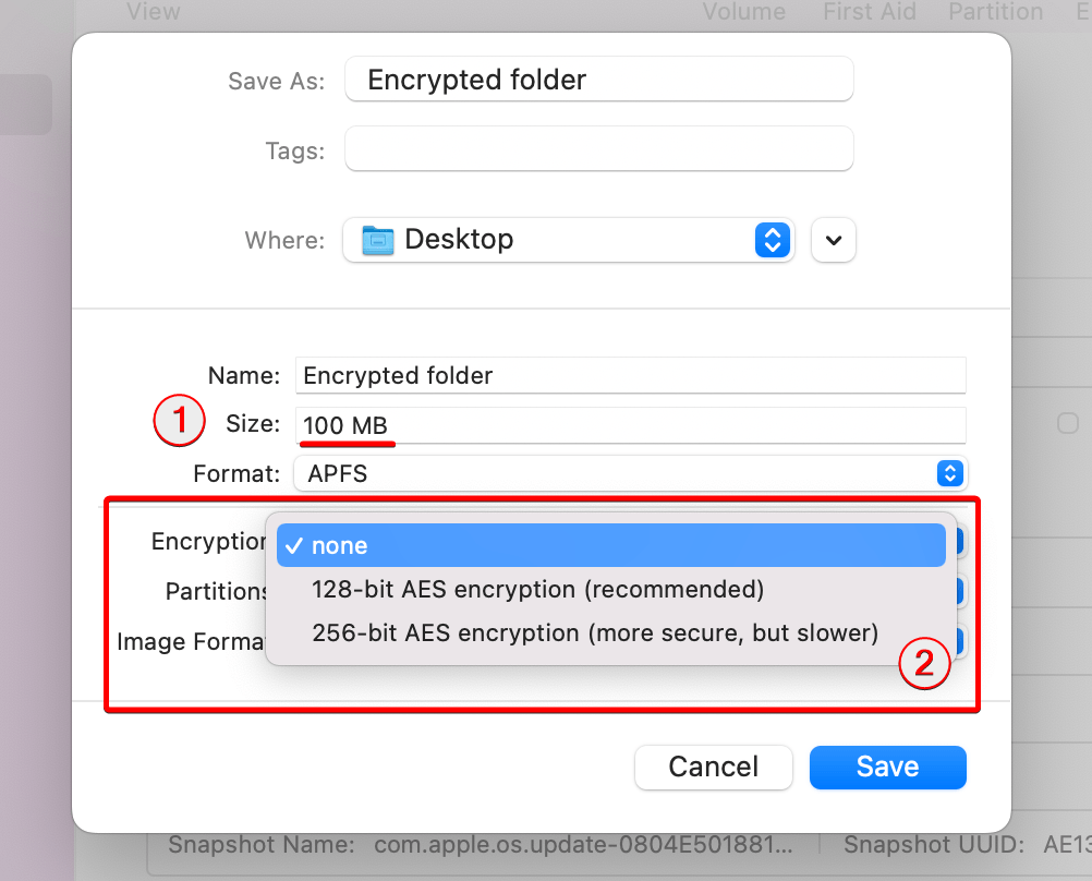 size and encryption