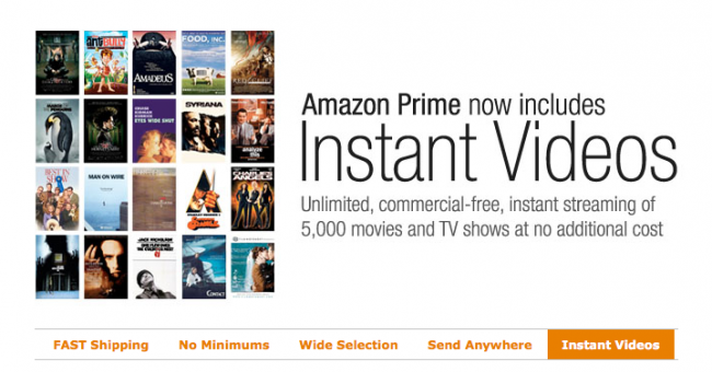 Amazon Prime offers free video streaming