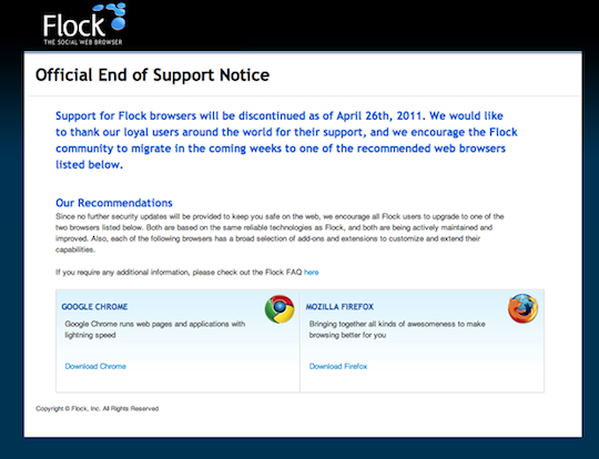 Flock drop browser support 