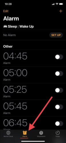 Tap alarm tab