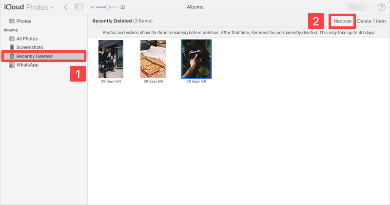 Recover Recently Deleted Photos in iCloud