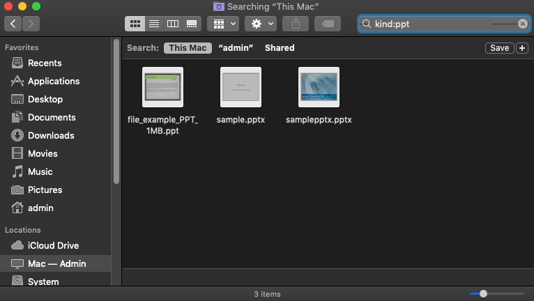 Looking for ppt files through Finder