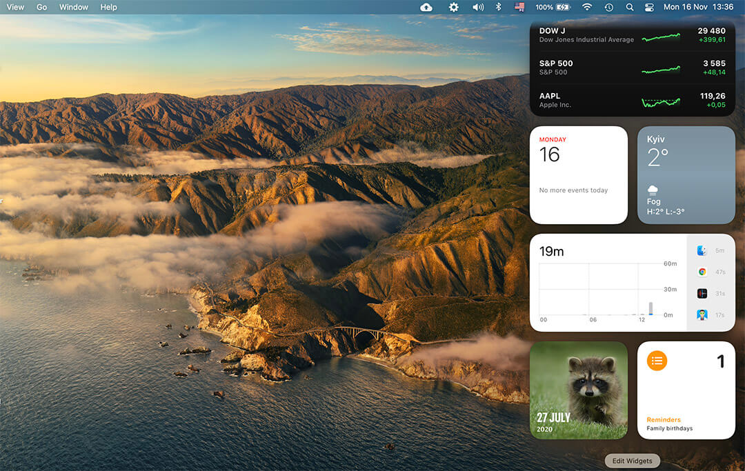 Notification Center in macOS Big Sur