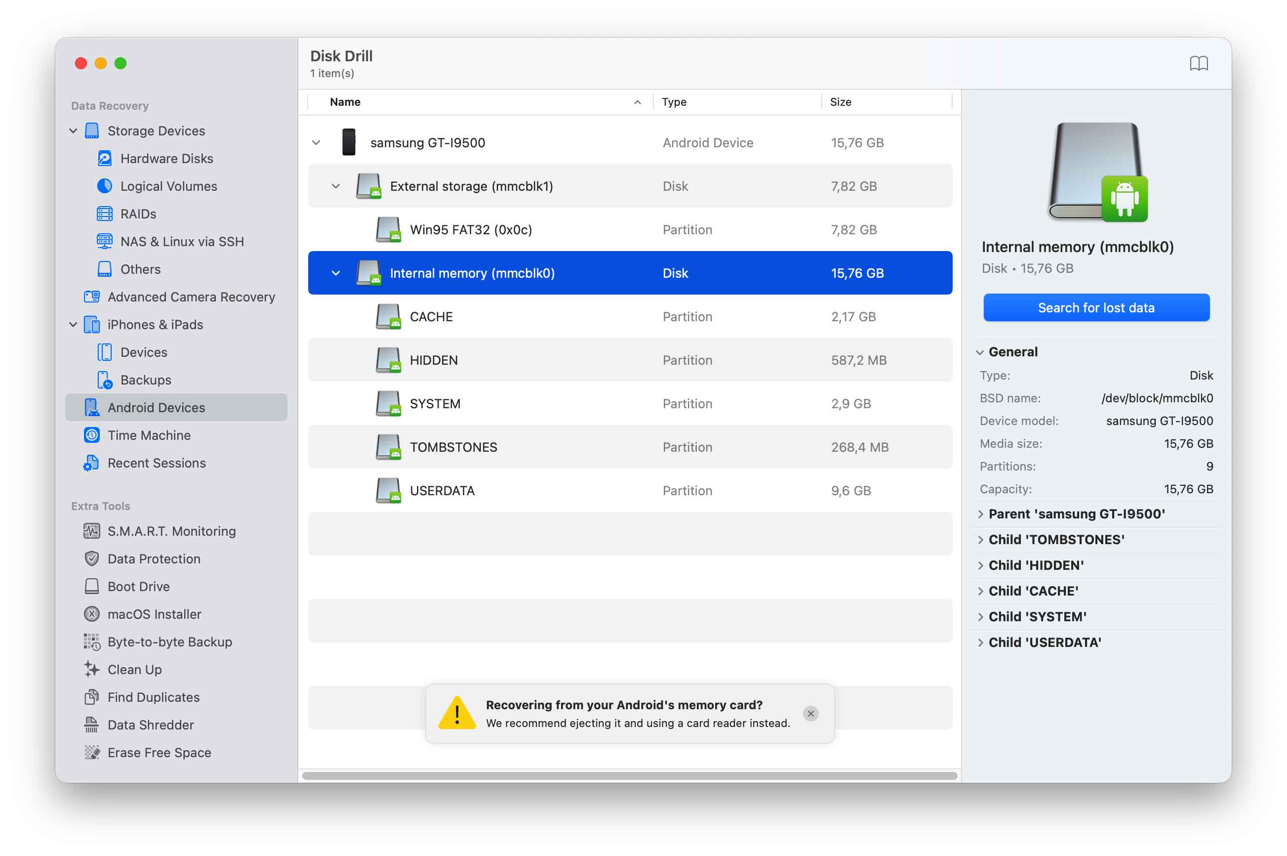 Disk Drill Mac home screen