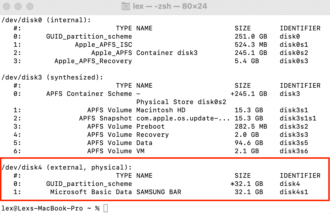 terminal disk identifier