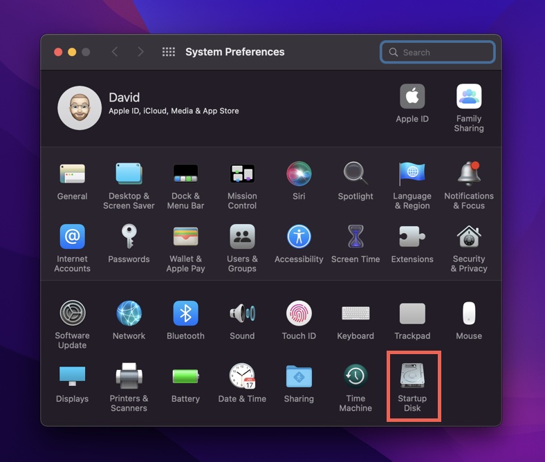 monterey startup disk select