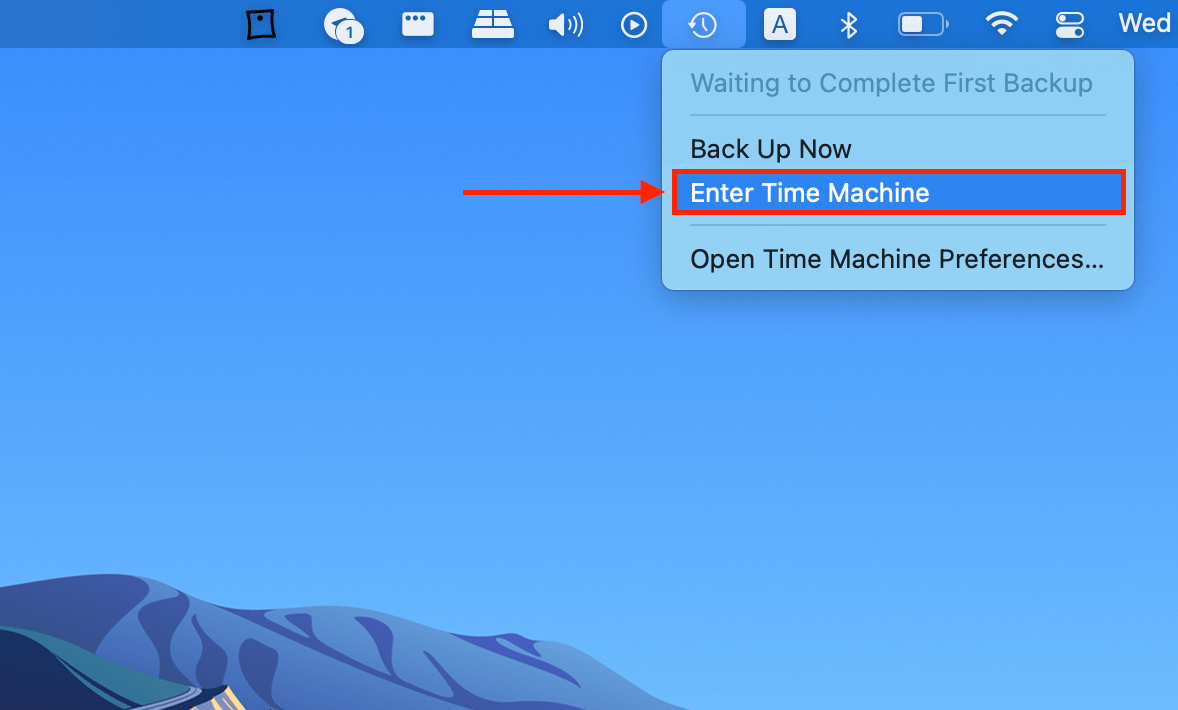 Enter Time Machine button