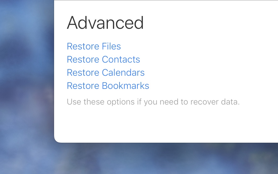 restoring calendars using icloud