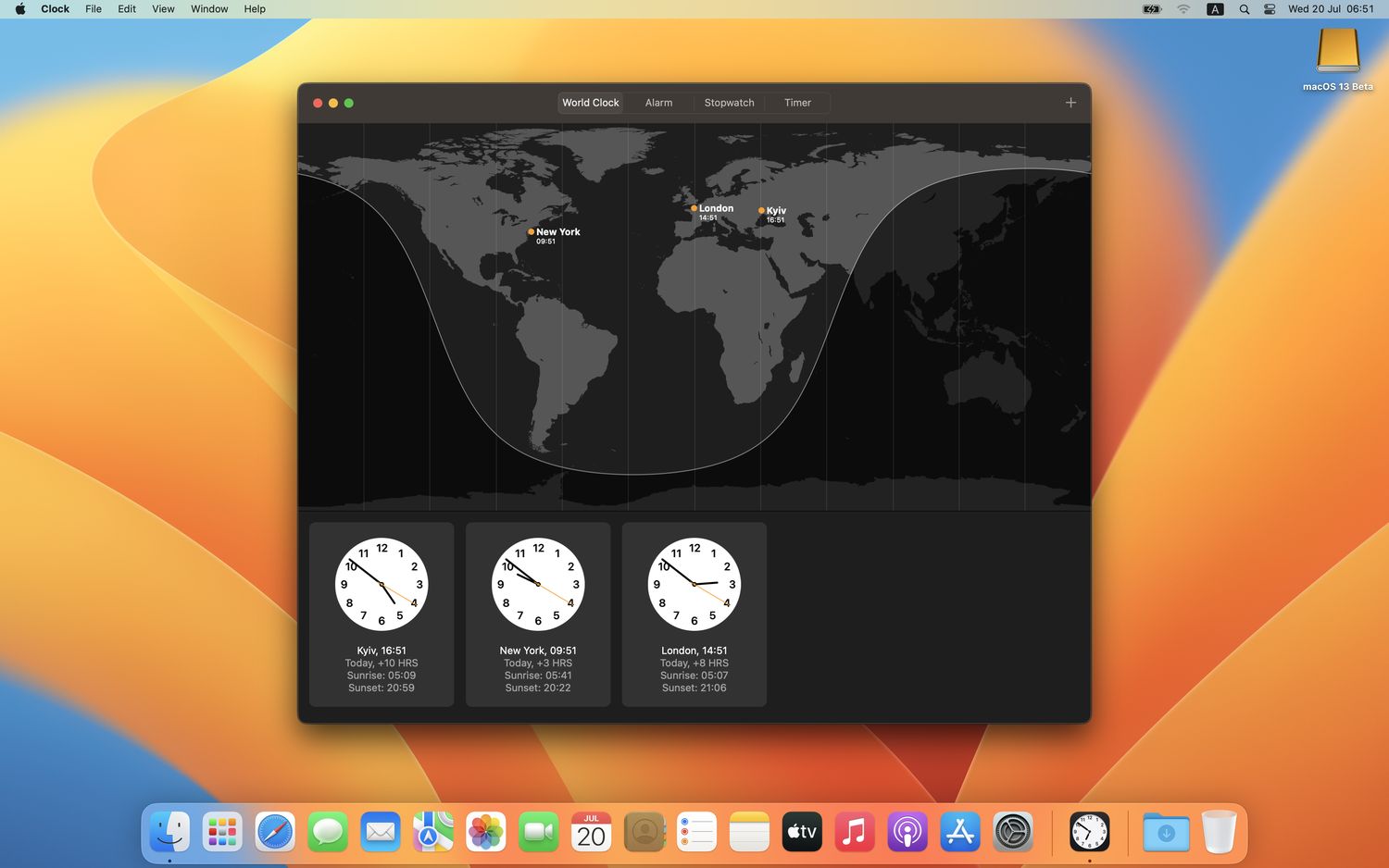 clock app macos ventura