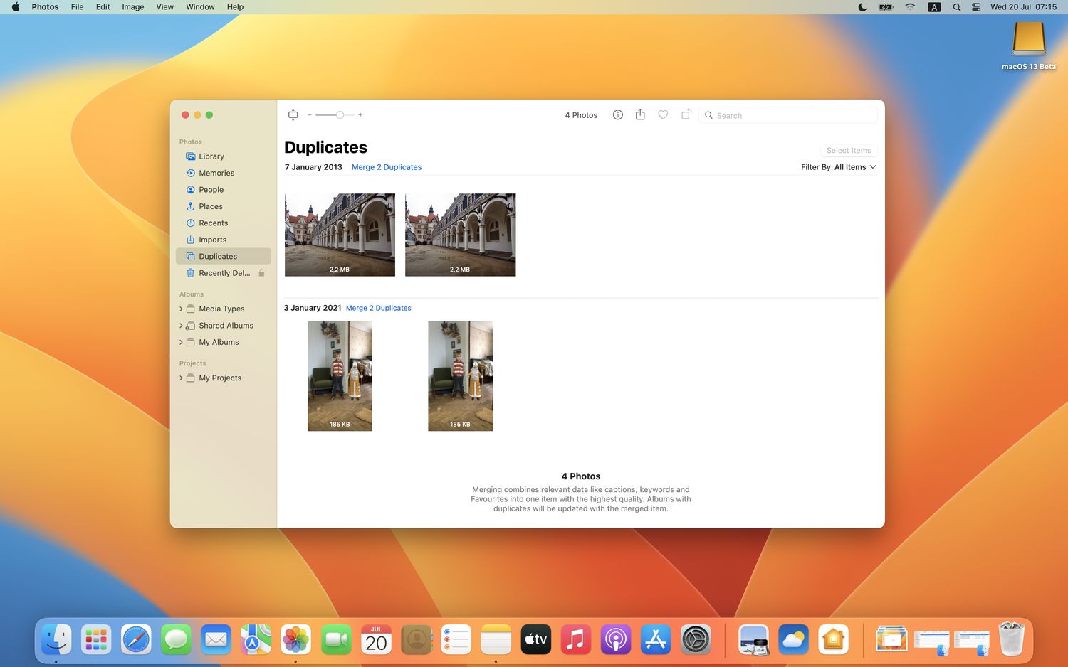 macos ventura duplicate photos