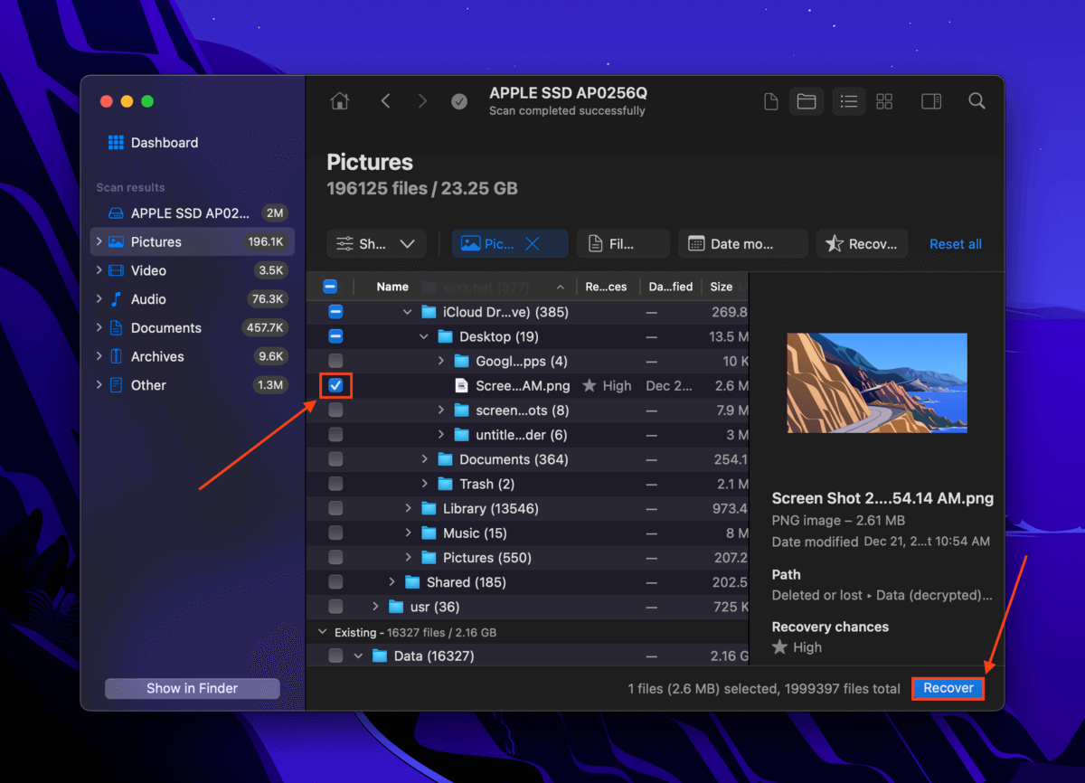 recover button in disk drill