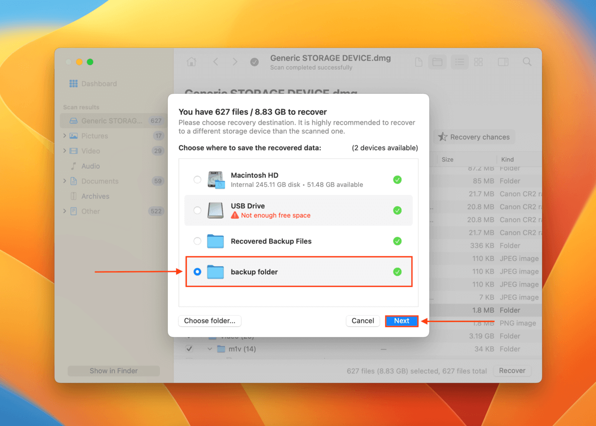 Disk Drill file recovery dialogue