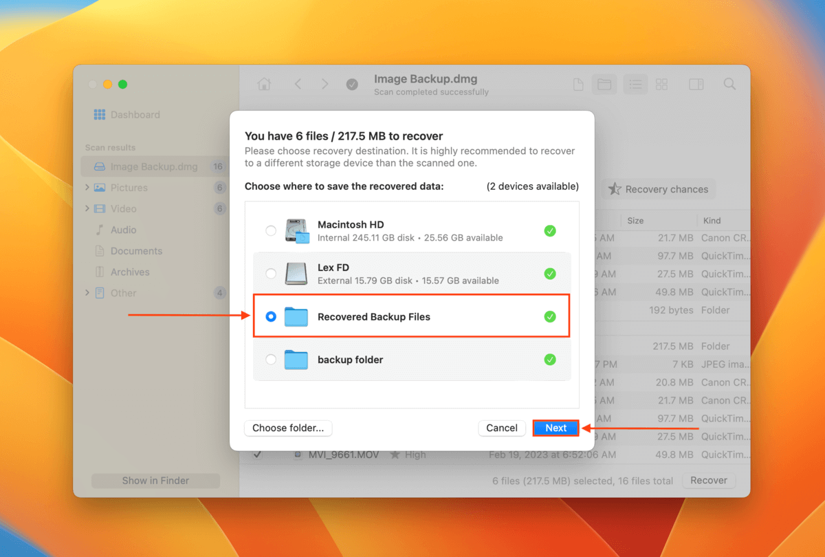 Disk Drill data recovery dialogue window