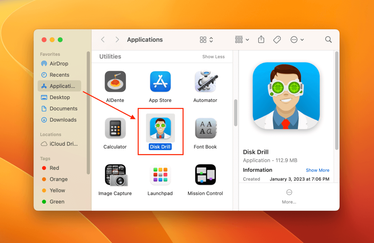 Disk Drill icon in finder