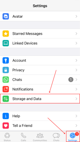 Storage and Data in WhatsApp Settings