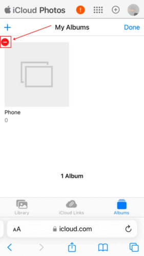 Album selection for deletion in iCloud Photos Albums