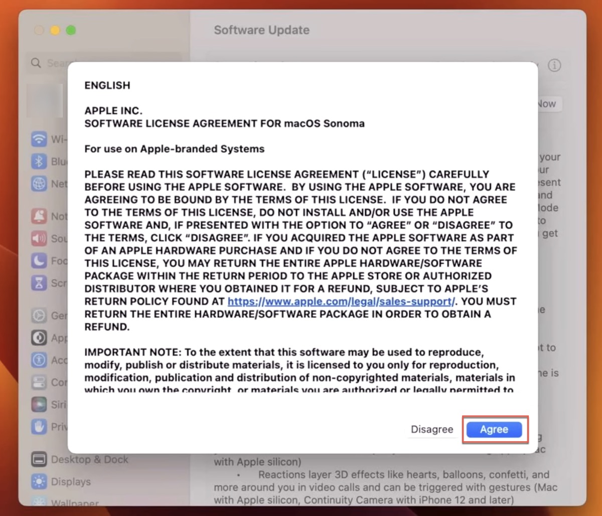 macos sonoma 14 license agreement