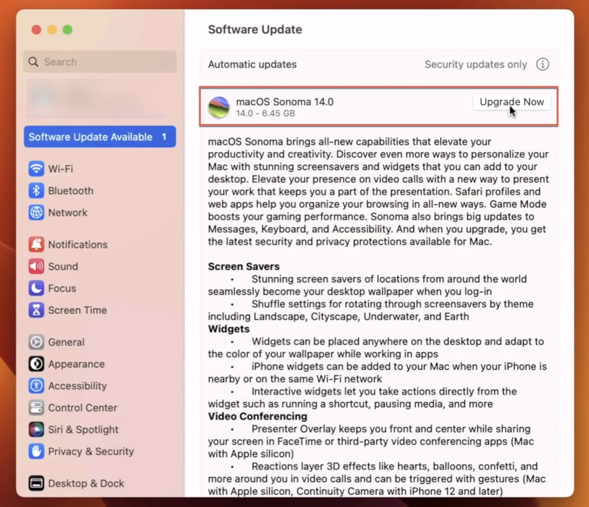 macos sonoma 14 upgrade now