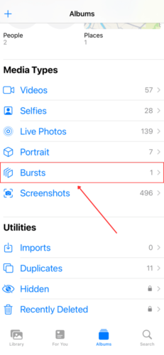 Bursts Album in Photos Albums Media Types