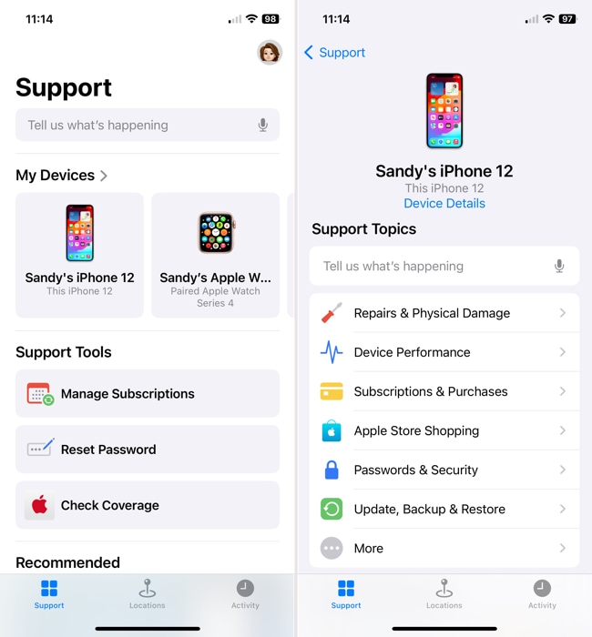 Apple Support app