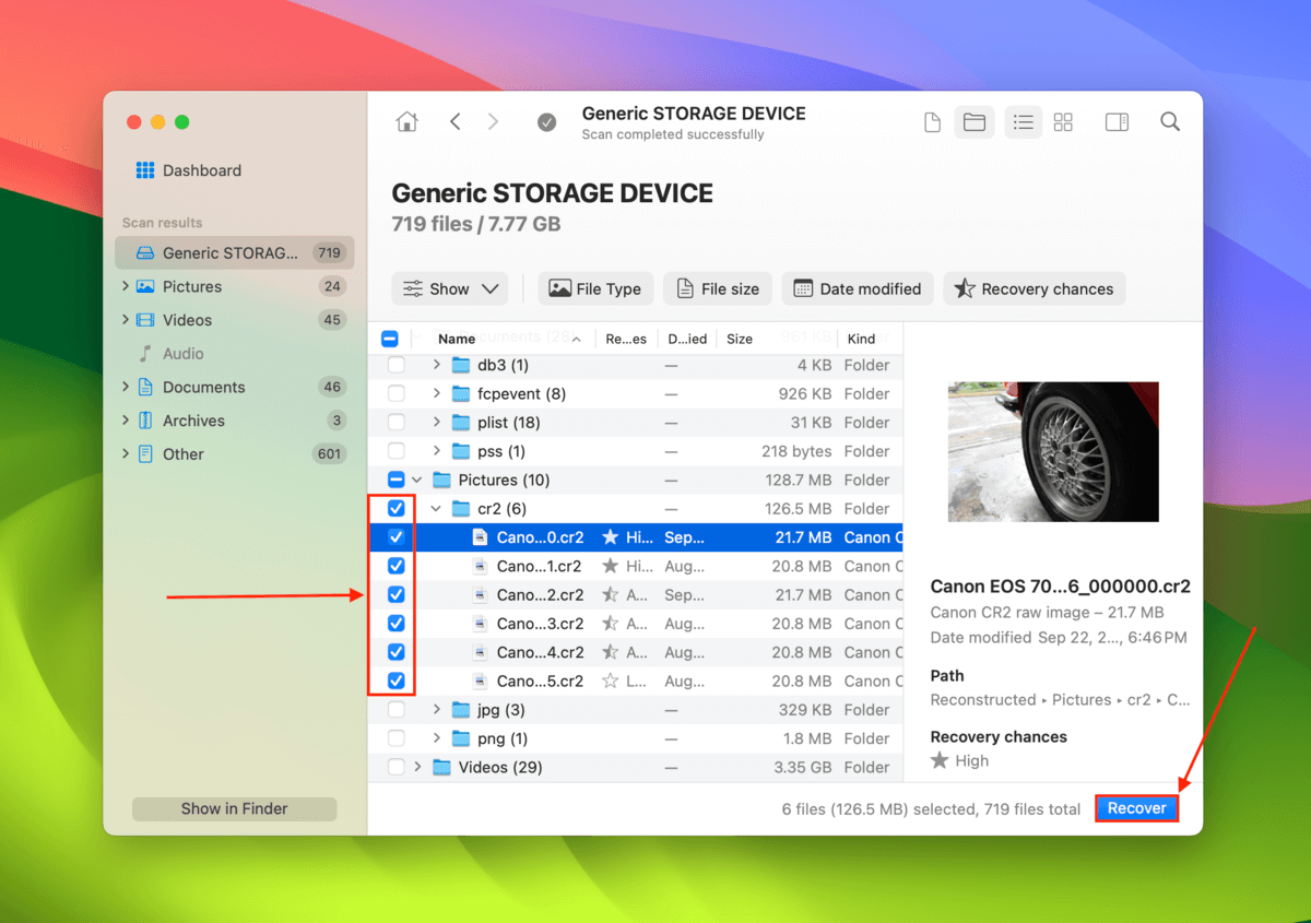 Disk Drill file selection for recovery