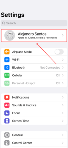 Apple ID in Settings App