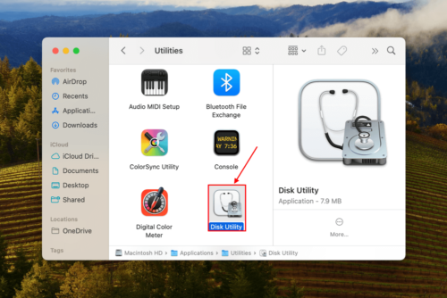 Utilities in disk utility