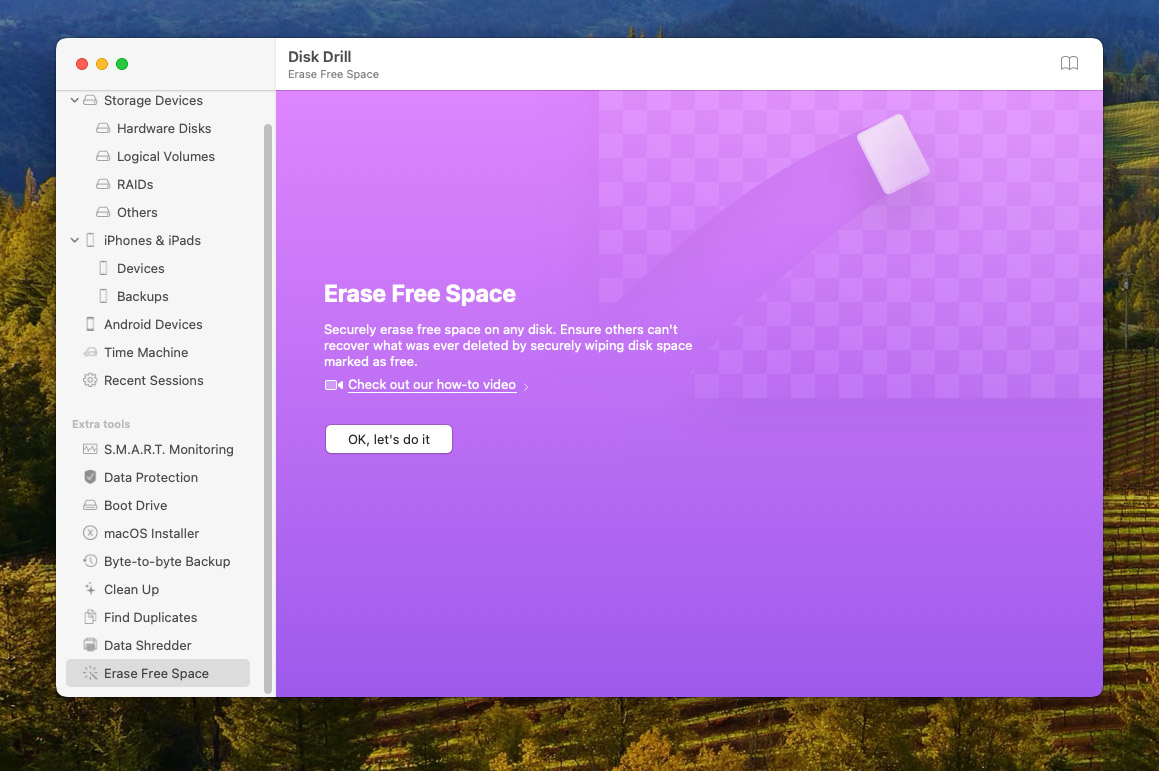 disk drill free space erase
