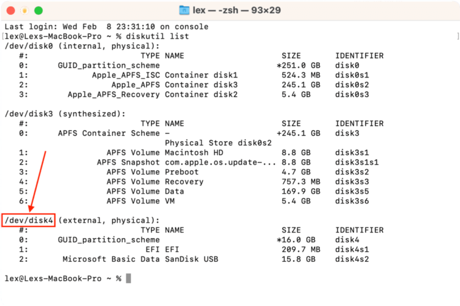 Disk Identifier in Terminal