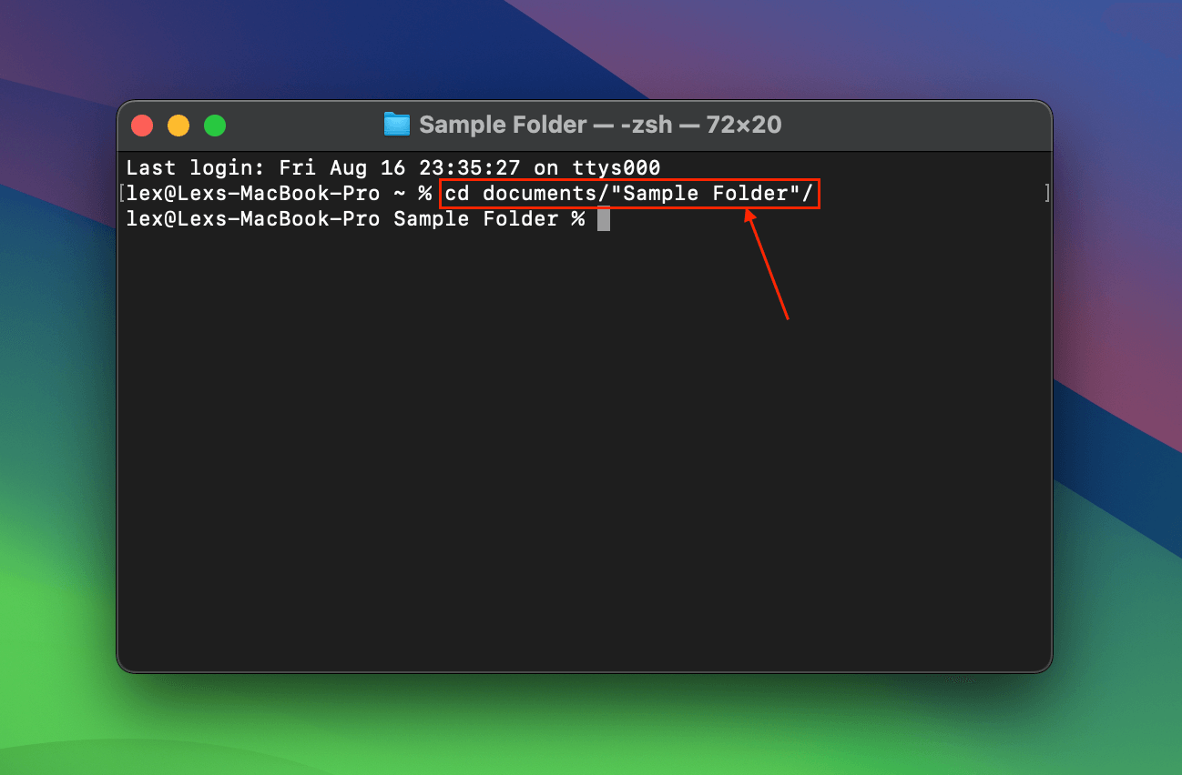 CD command in the Terminal app