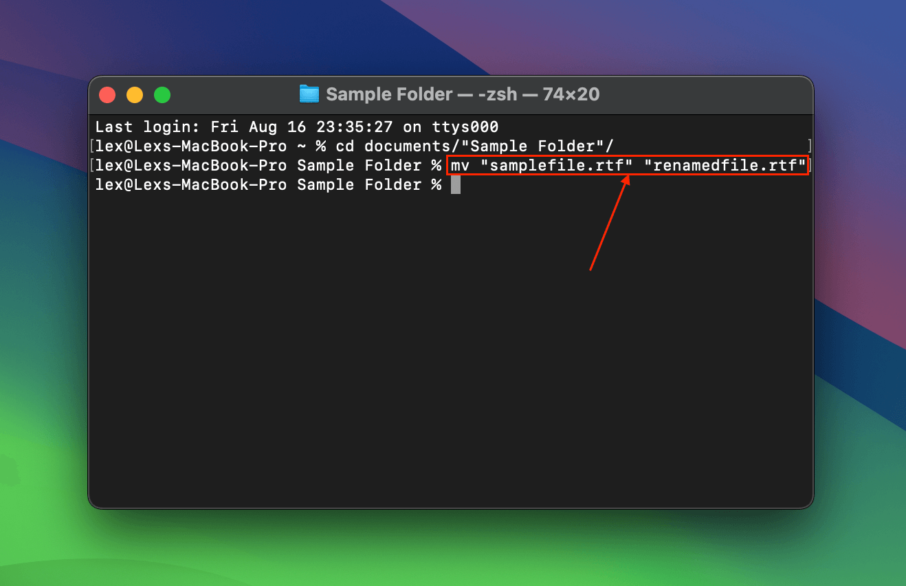 MV command in Terminal app