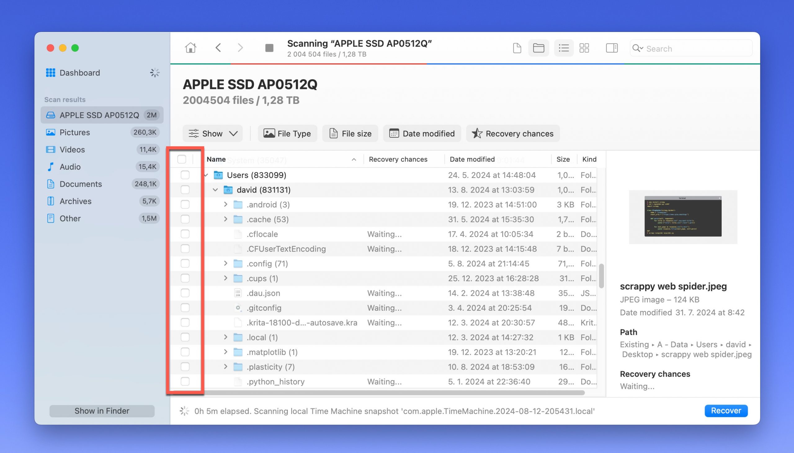 disk drill showing hidden files