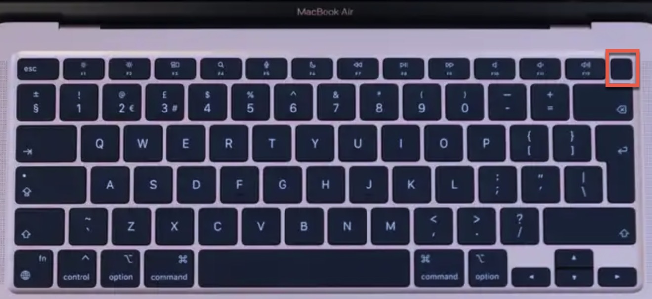 macbook air keyboard power button