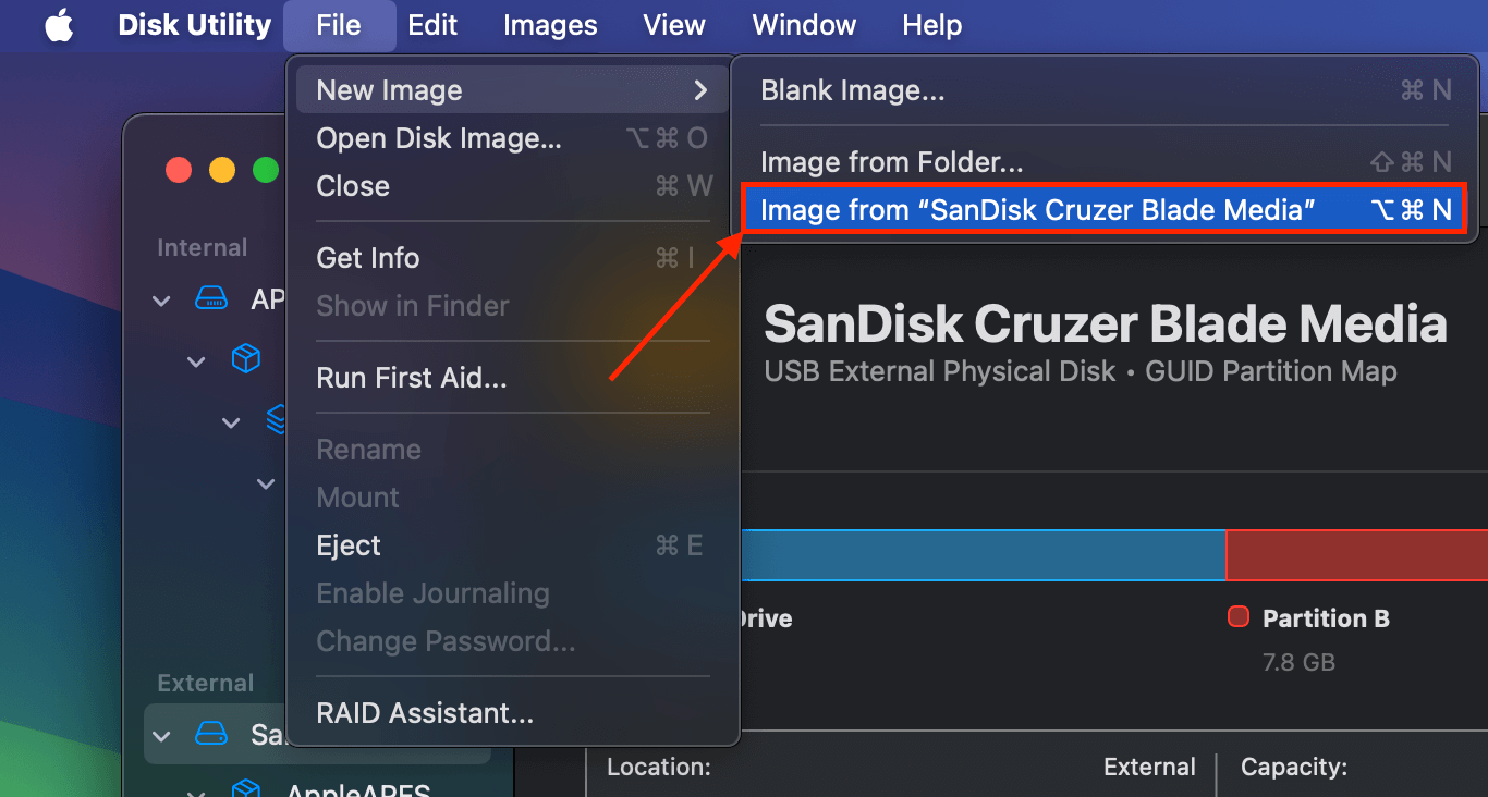 Disk Utility image creation tool