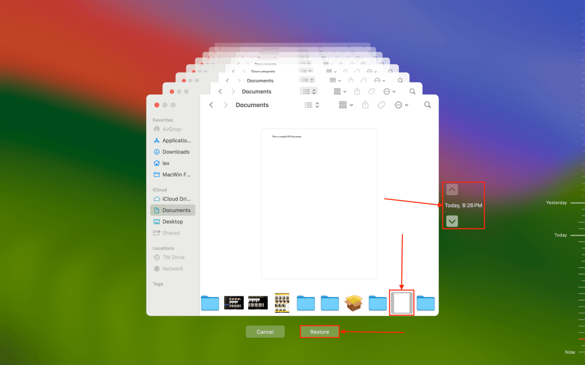 Time Machine menu