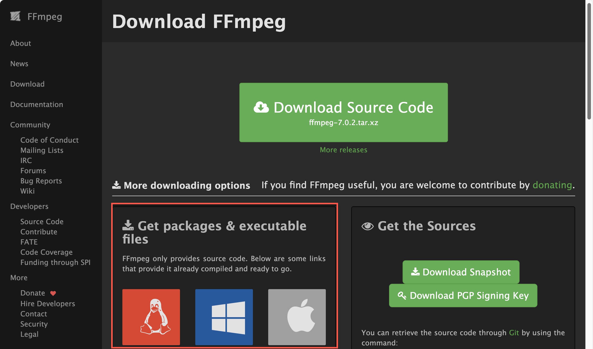 ffmpeg executable