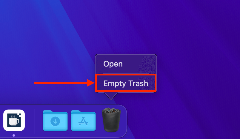 Trash folder icon on Mac dock