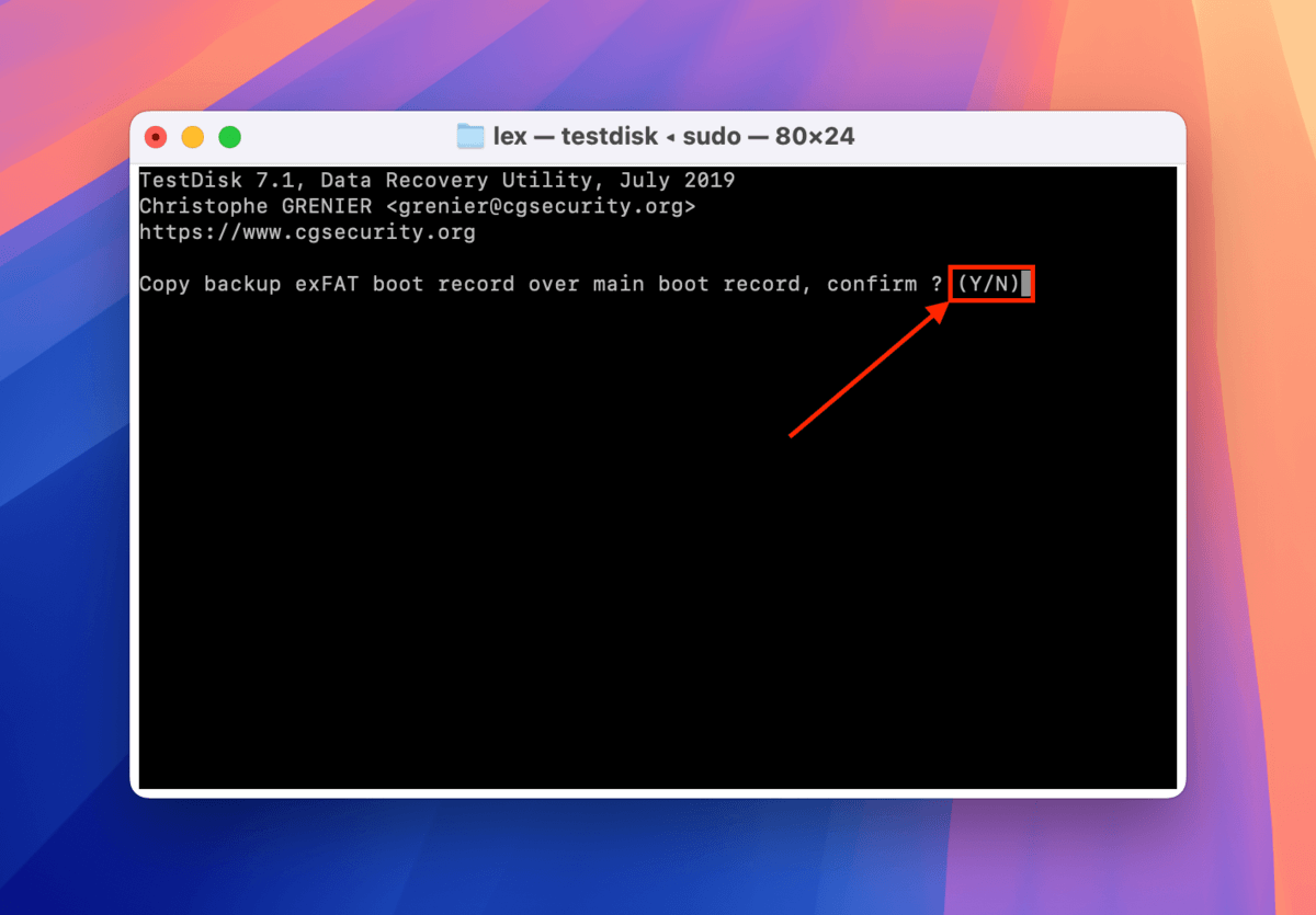 Backup BS boot tool confirmation