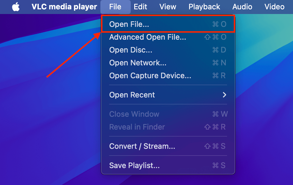 Open File button in VLC Media Player's File menu