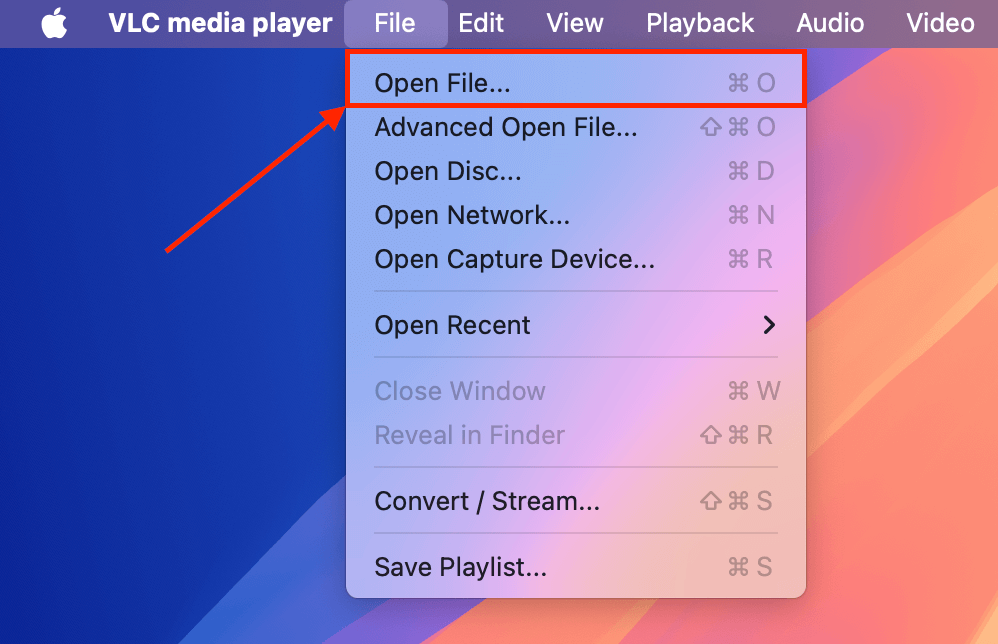 Open File button in VLC Media Player's File menu