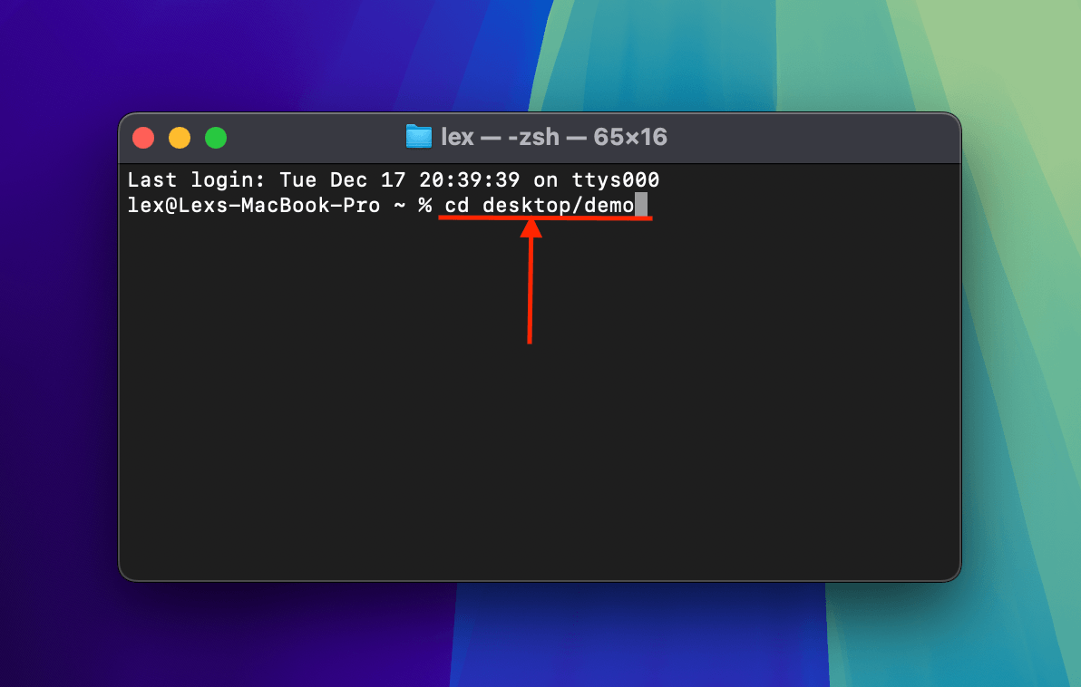 Change directory command in the Terminal app for FFmpeg