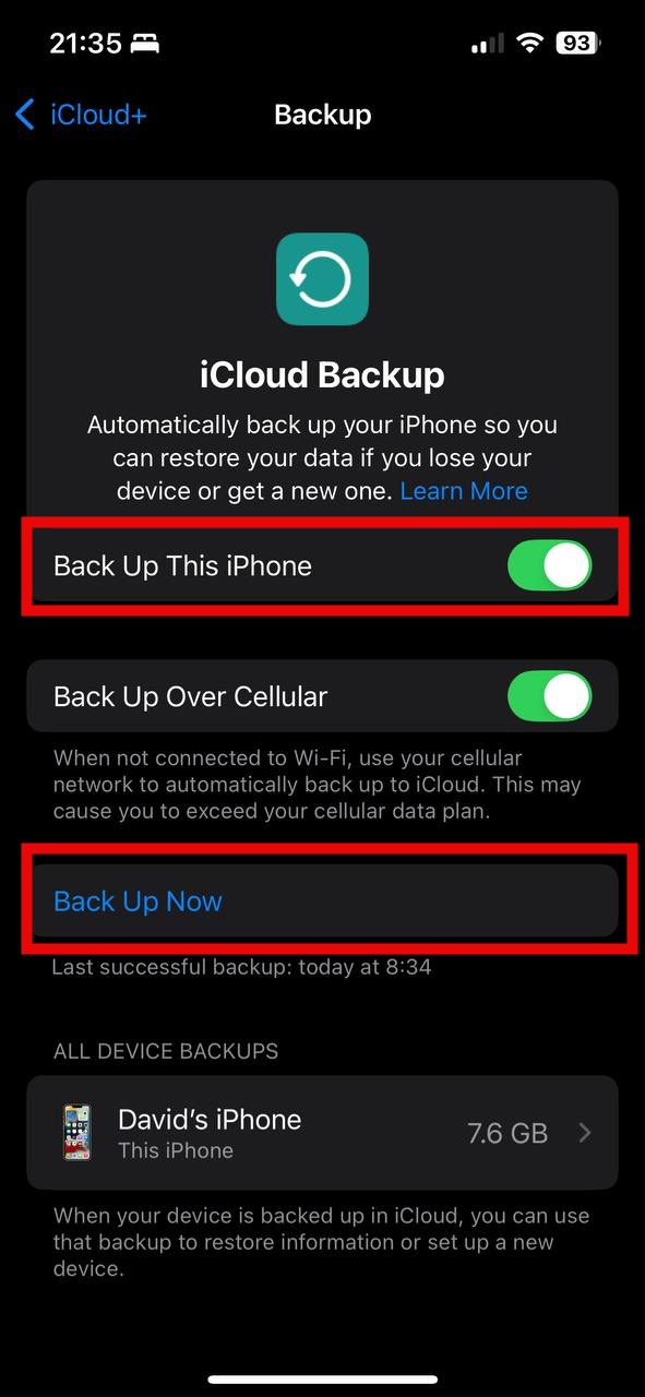 back up now icloud iphone