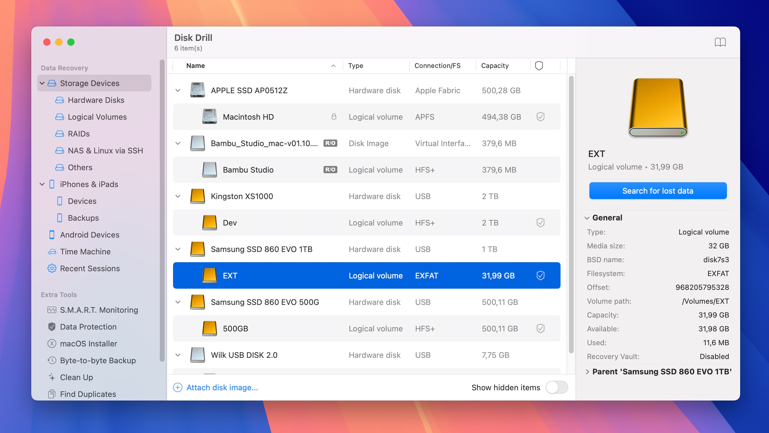 disk drill ssd search for lost data