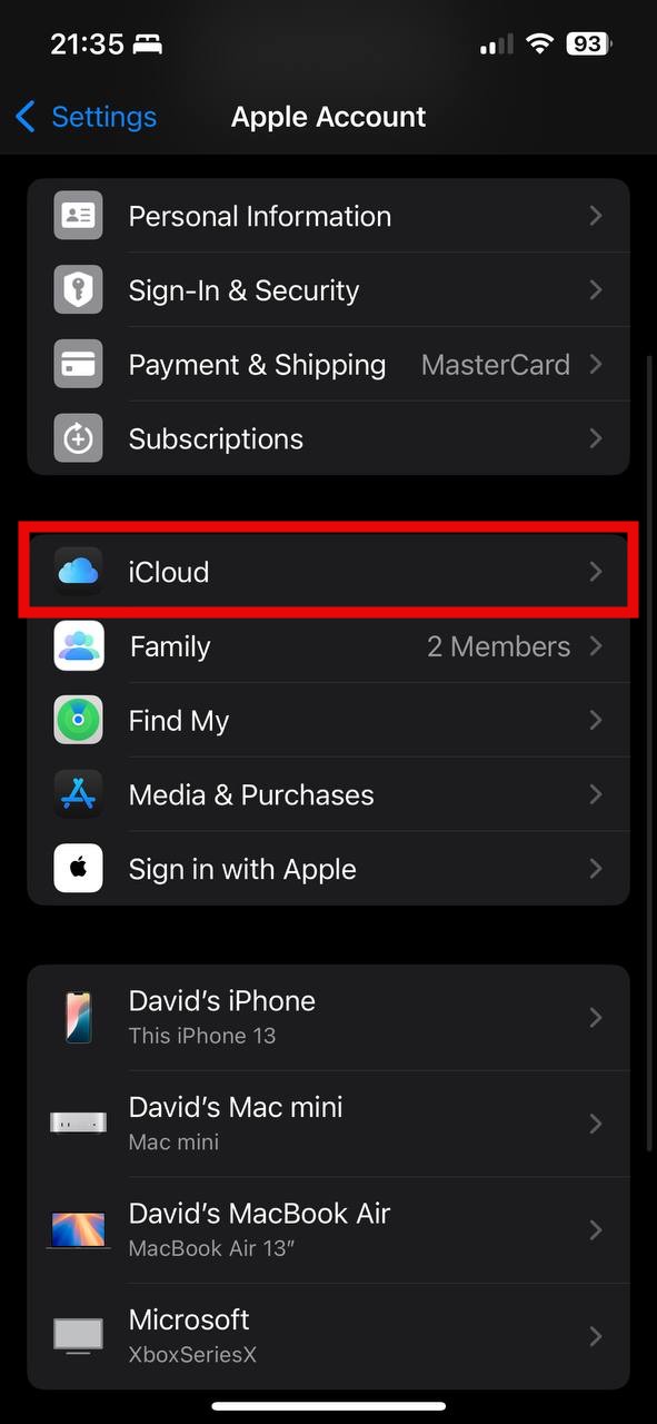 iphone icloud settings