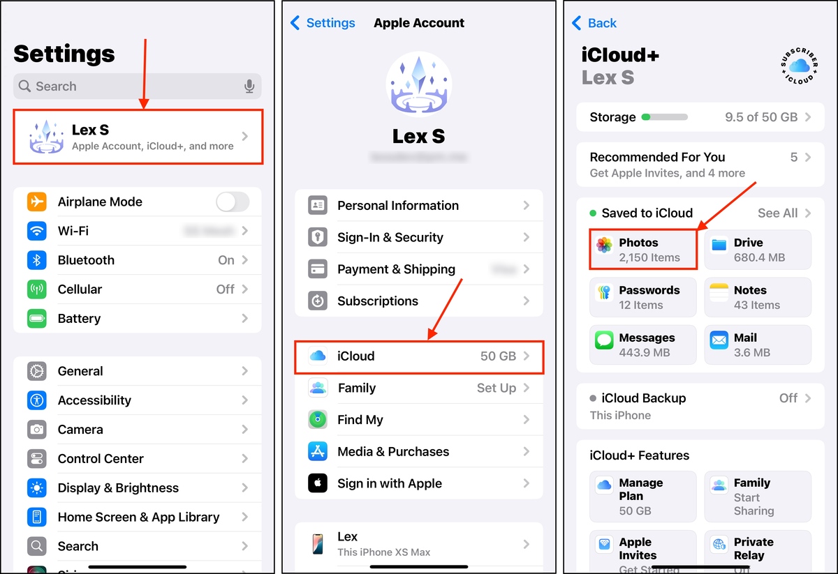 iCloud synchronization settings for iCloud Photos