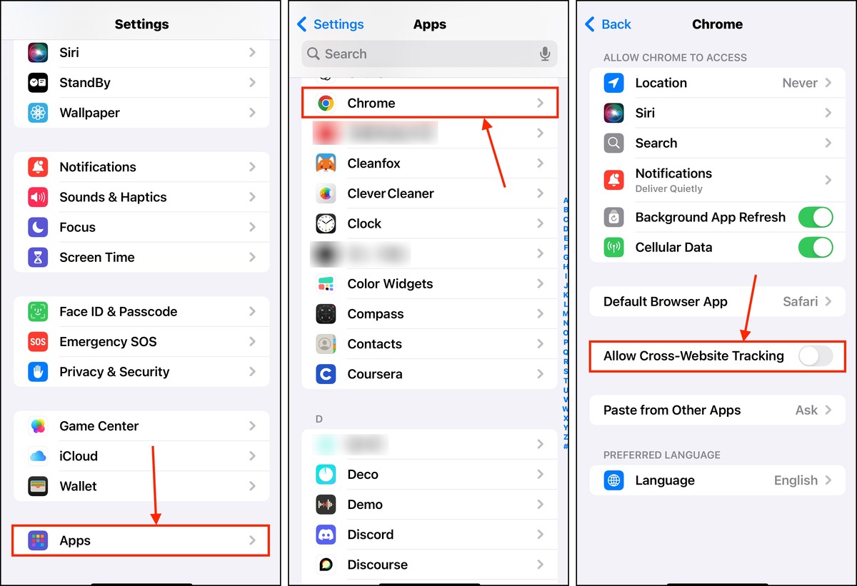 Cross-Website Tracking setting for iOS Safari