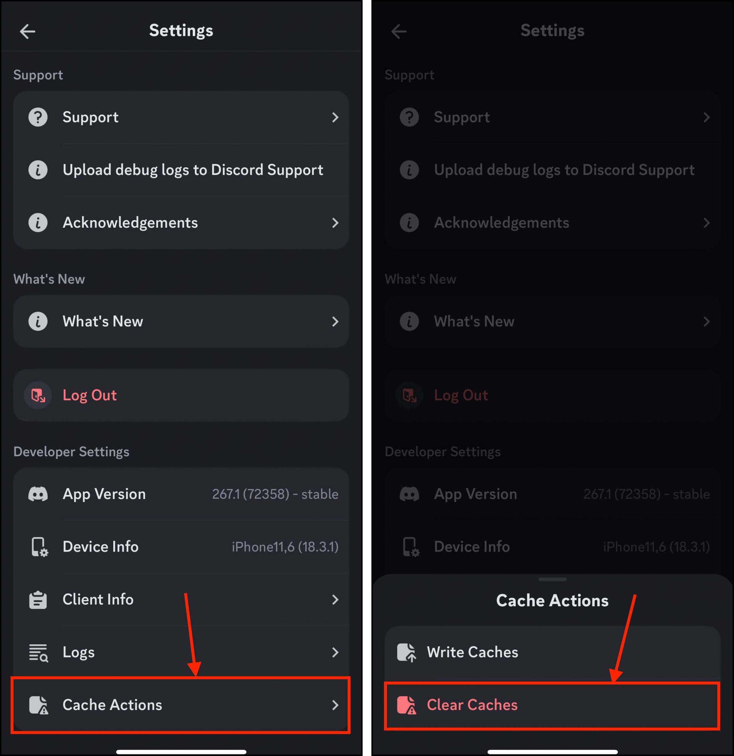 Clearing the cache on the Discord iPhone app