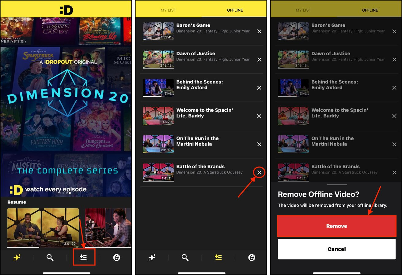 removing downloaded media in the app