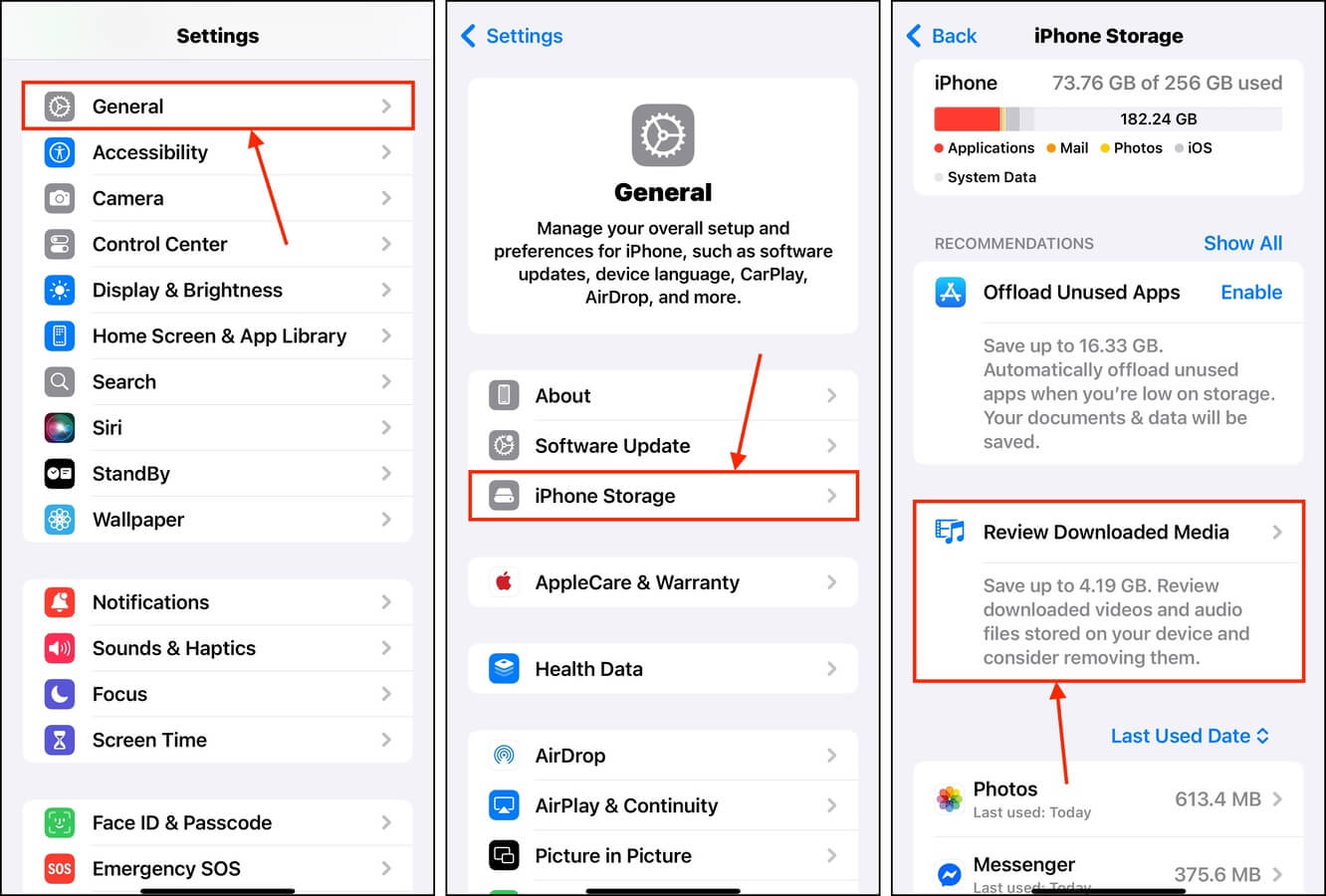 Review Downloaded Media option in Settings