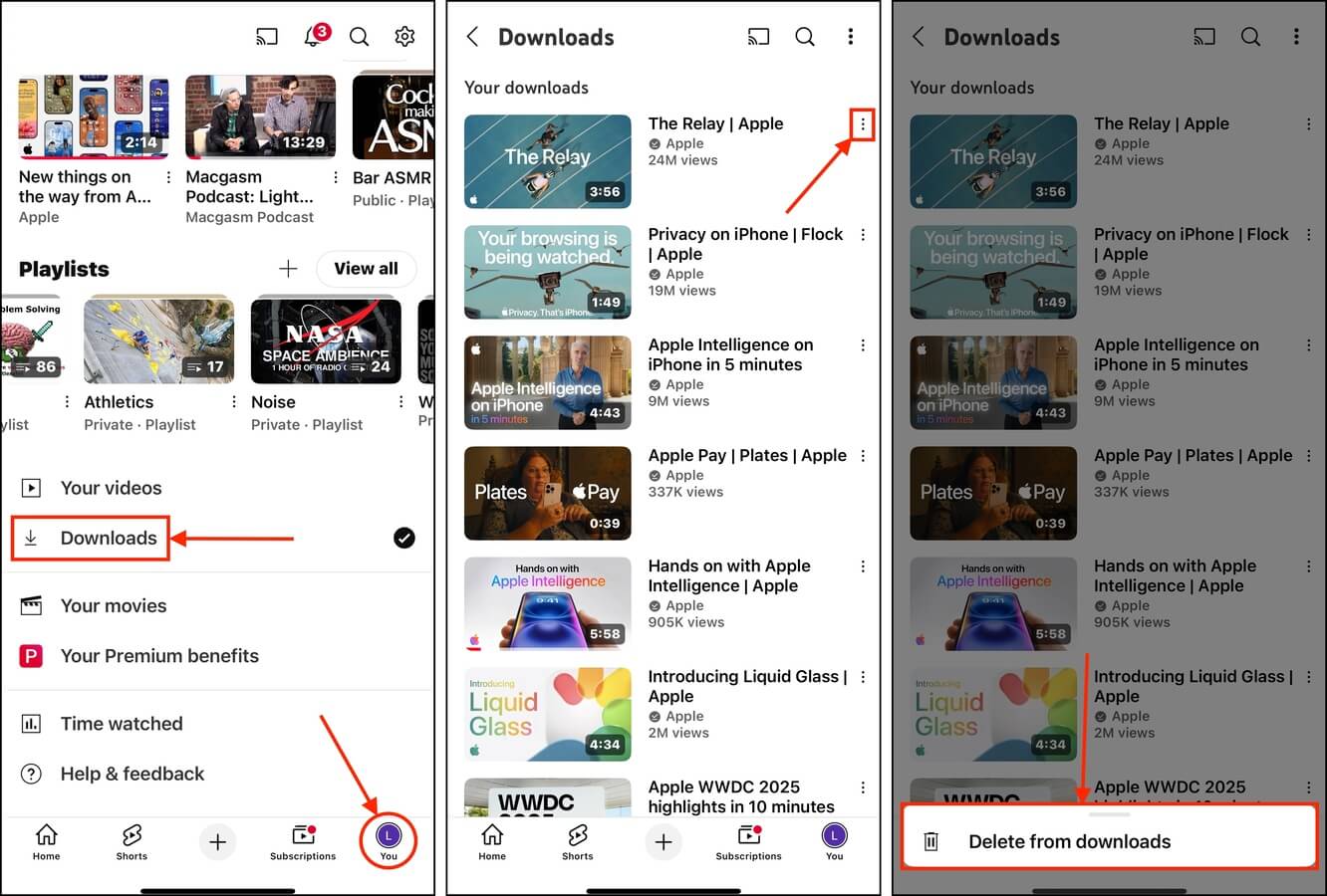 deleting selected videos from the streaming app